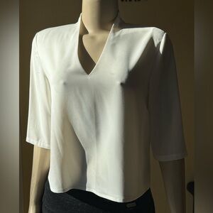 Boss Hugo Boss White Bessar Tunic Top Women's 12 Oversized Preppy Office Quiet